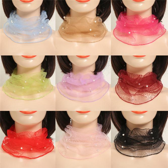 Collar Scarf Beaded Lace Scarf for Women Girl Circle Scarf Spring Clothing Accessories Comfortable Breathable