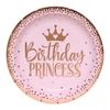 Pink Gold Girl One Year Birthday Disposable Tableware Princess Crown Plates Paper Cups 1st Baby Girl Happy Birthday Party Decor