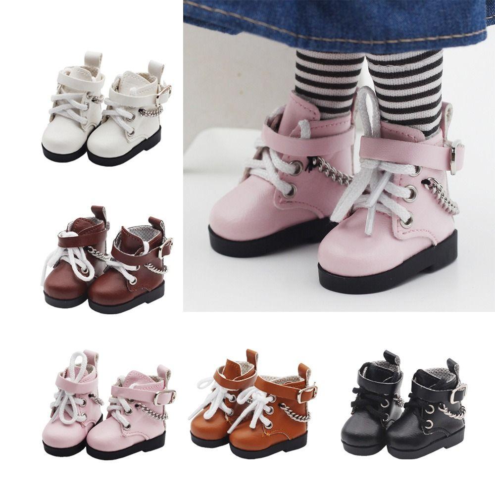 1Pair Doll Shoes Mini Doll Shoes Chain Shoes PU Leather EXO Doll Boots BJD Doll PU Shoes  Kids Gifts
