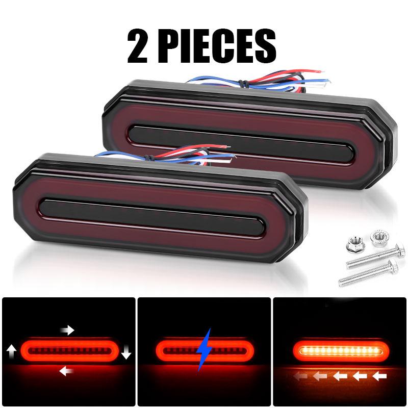 Motorcycle 3 In 1 LED Brake Tail Light DRL Sequential Turn Signal Lamp for Cafe Racer Moto ATV UTV UTE Truck Trailer RV 12V 24V