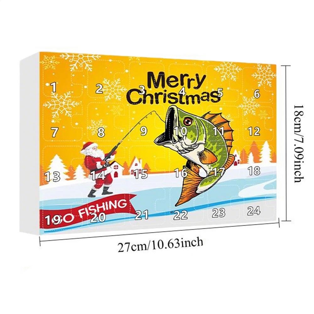 Advent Fishing Calendar 2025 Christmas 24-Day Fish Bait 2025 Holiday Fish Lure Set Countdown Calendar for Boys Boyfriend Husband