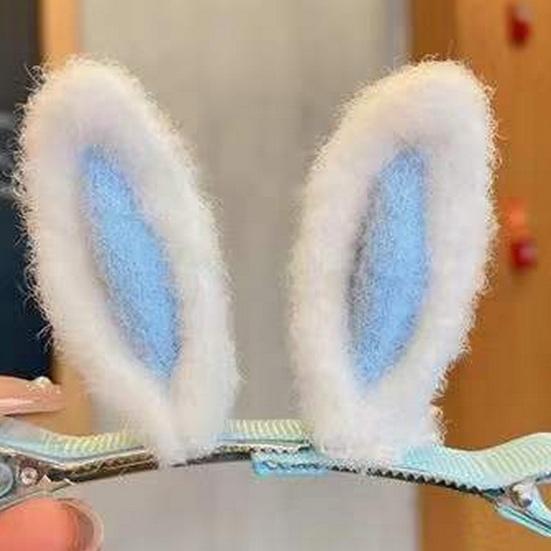 1 Pair Plush Rabbit Ear Hair Clip Bunny Ear Duckbill Clamp Hair Barrette Women Girls Hair Accessories Photo Prop Birthday Christmas Gift