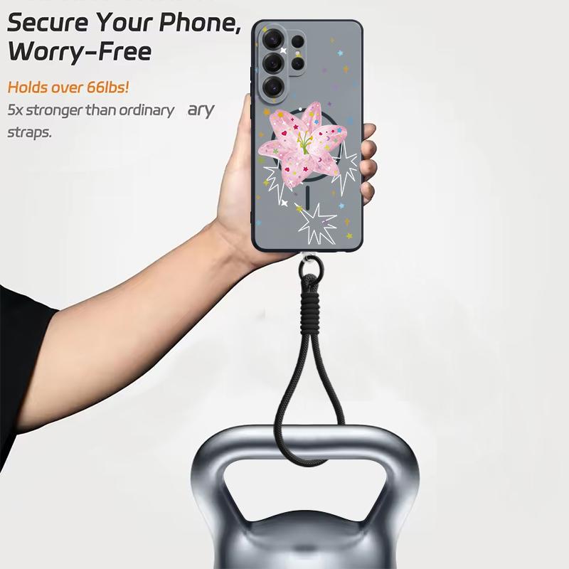 Чехол с принтом цветка розовой лилии для Samsung S26 Ultra S25 FE S24 S24 Plus A57 A37 A17 A56 A36 A16 A55 A35 A15 A54 5G Гибридная магнитная матовая крышка