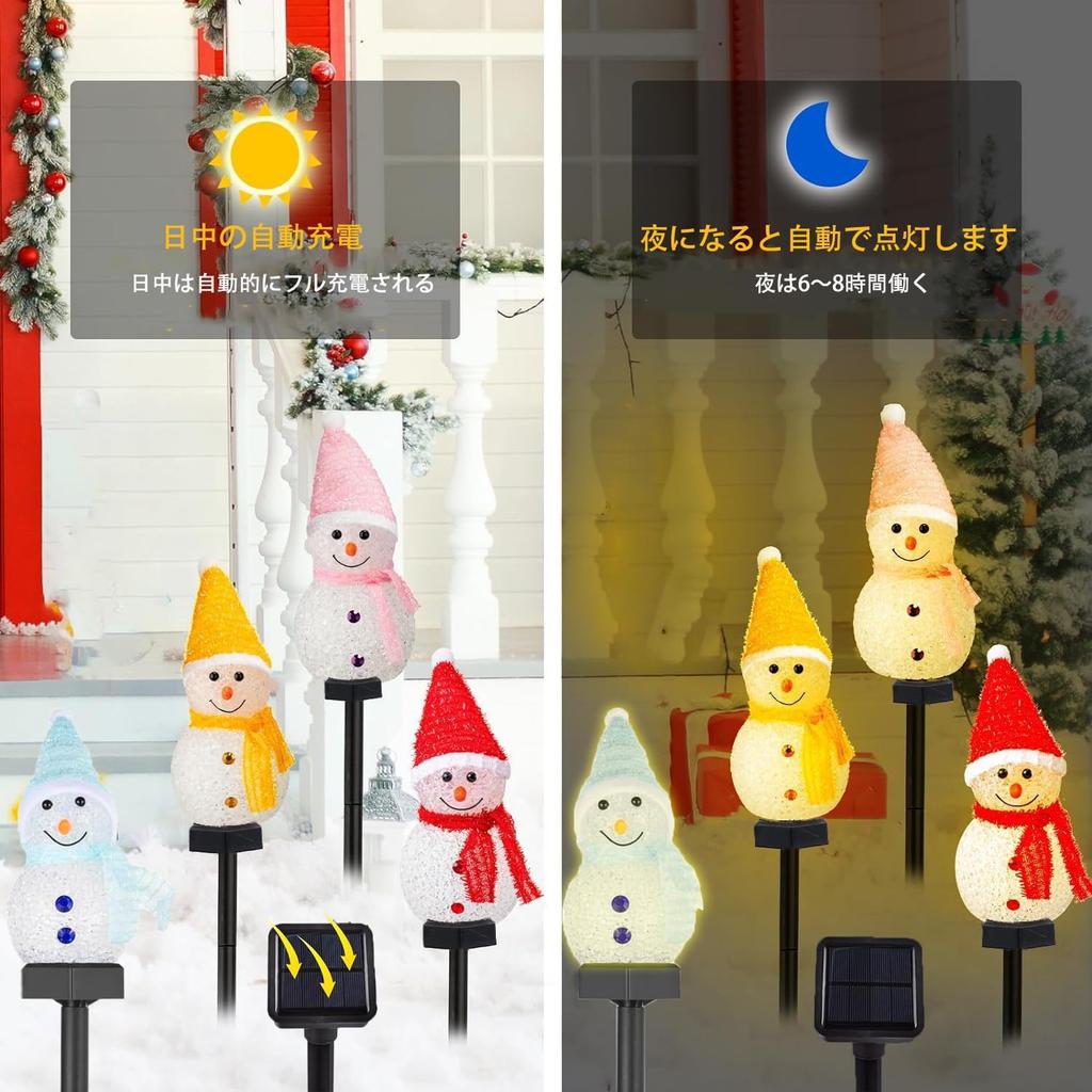 Solar Garden Light, Ornamental Light, Christmas Illumination, Snowman Christmas Decoration, LED Outdoor, Waterproof, Recessed, Automatically Turns On