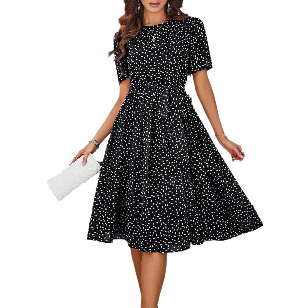 Diyun Women's Polka Dot Lace-Up Dress - European & American Spring/Summer 2024 Collection