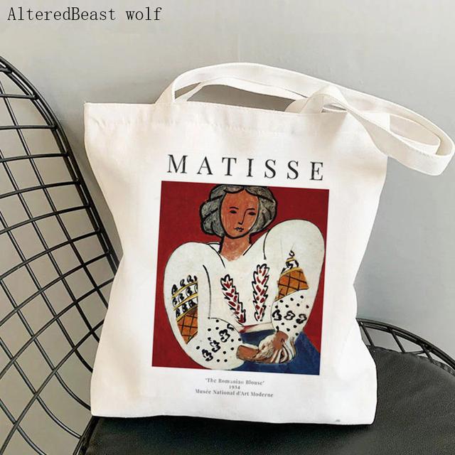 Женская сумка-шоппер Henri Matisse, цветная сумка с цветочным узором, Harajuku, парусиновая сумка-шоппер, сумка для девочек, сумка через плечо, женская сумка