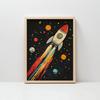 Rocket In Space Poster Rocket In Space Poster, 50X70 Cm, Black Aluminum Frame, 230 Gsm Matte Paper