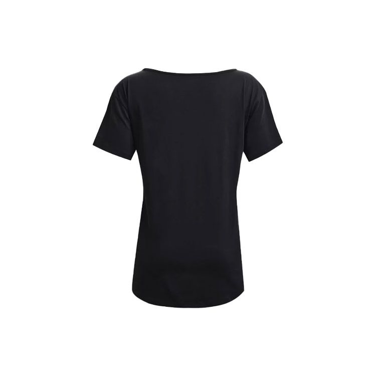 Under Armour Wordmark Casual Sports Breathable Printed Short Sleeve Drop Shoulder T-Shirt Women T-Shirts Black 1366132-001