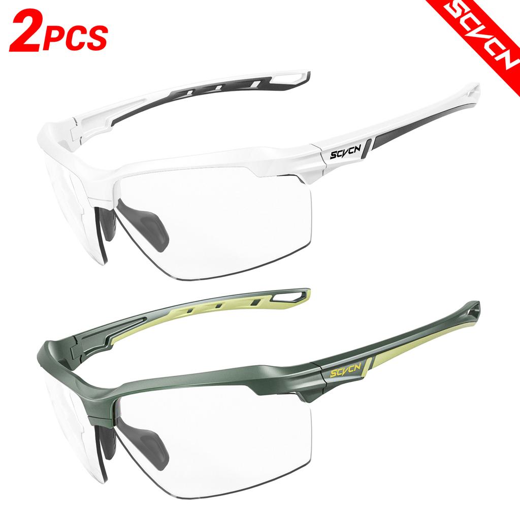 SCVCN Photochromic 2-pack Cycling Glasses Explosion Proof Hunting Outdoor Bicycle Sports Running Sunglasses Tactical Goggles