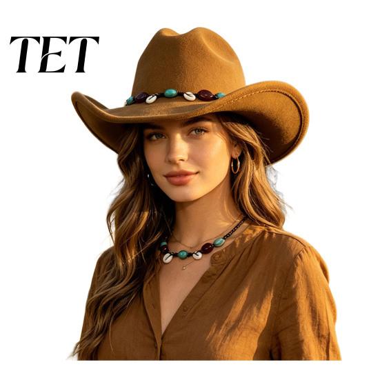 Retro Jazz Hat for Women Wool Felt Fedora, Unisex Western Cowboy Hat, Wide Brim Casual Party Fedora Cowgirl Men Autumn Winter Blend
