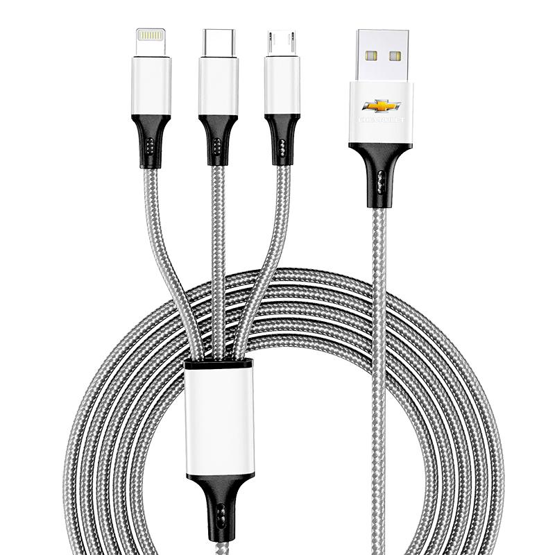 Кабель для быстрой зарядки 3 в 1 Type C, эмблема автомобиля, Lightning, Micro USB для Chevrolet Cruze, Malibu, Sail, Spark, Captiva, Equinox, Trax, AVEO, Lova