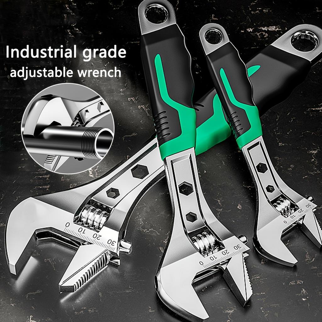 8 Inch 10 Inch 12 Inch Adjustable Wrench, Drop Forged Cr-V Steel, Small Spanner Wrenches Set,Crescent Grip for Greater Leverage