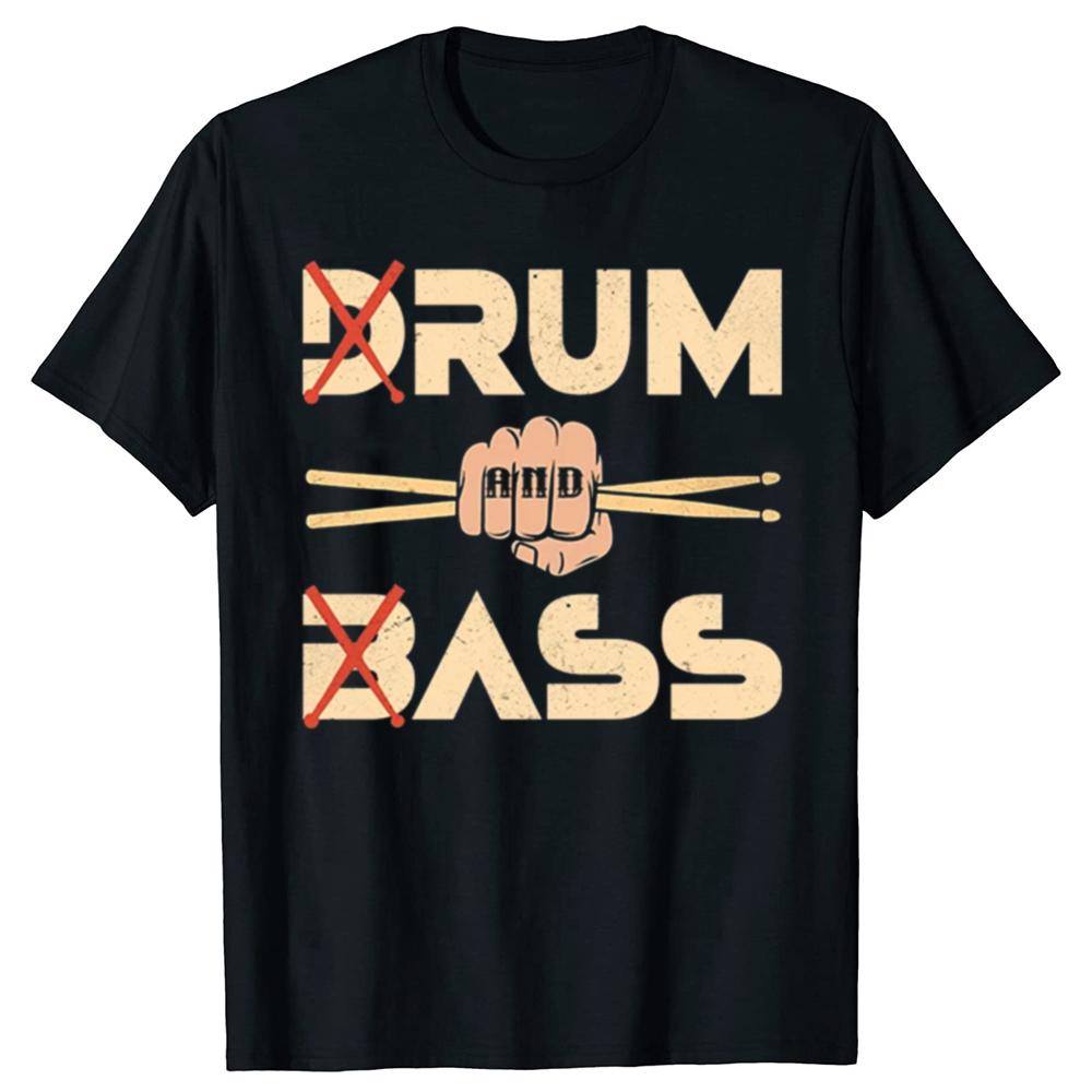 Смешная Мужская Футболка для Любителей Drum & Bass / Rum & B-Ass Барабанщик Повседневная Одежда Женская Хлопковая Футболка с Коротким Рукавом Винтажная К...