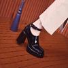 Fashion Autumn Women's High Heels Lolita Mary Jane Thick Sole Party High Heels Women's Sandals Leather Pumps Women's Shoes 2024