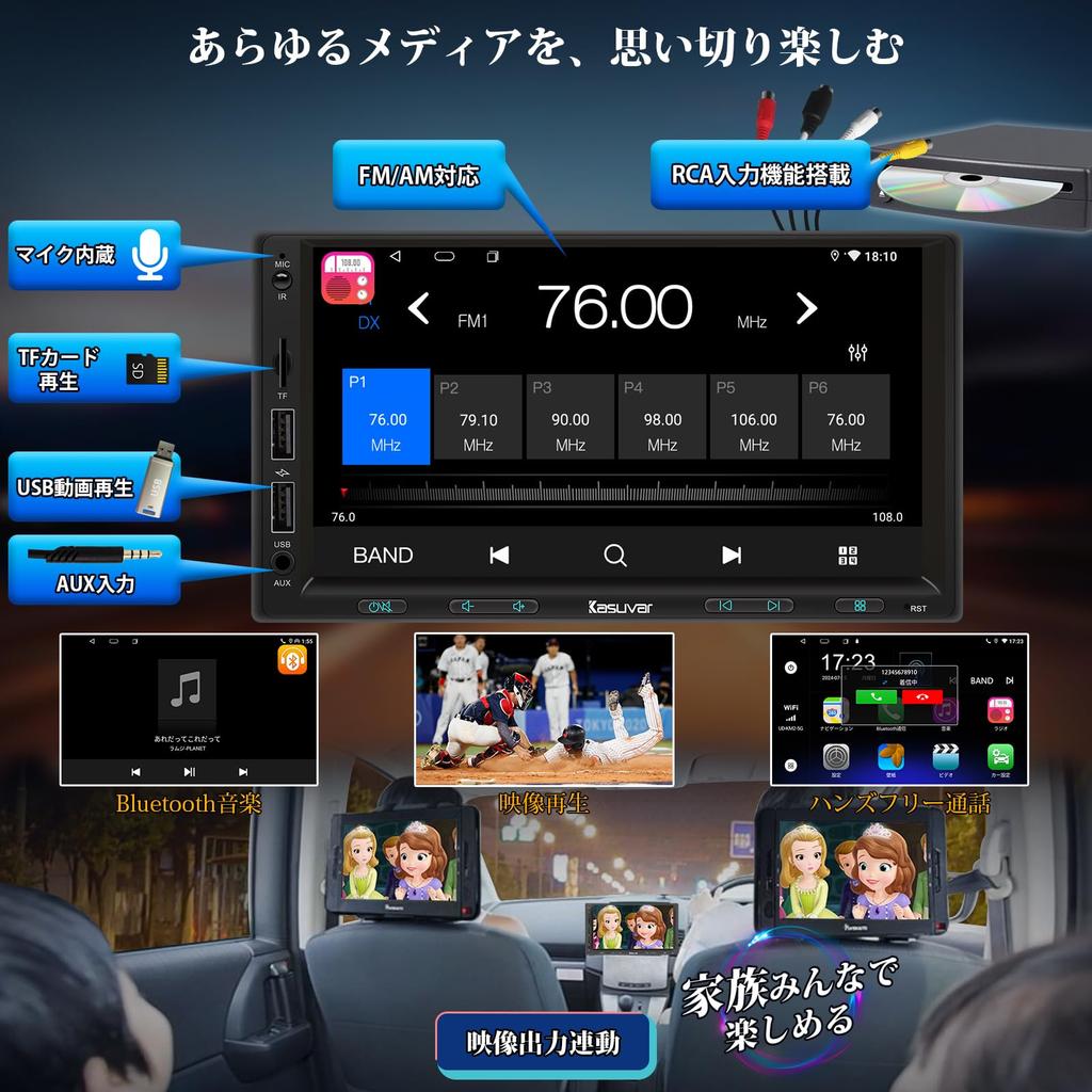 KASUVAR 7-дюймовый автомобильный аудио, 2din, 8-ядерный процессор, Android 10, Автомобильная навигация, 2 ГБ