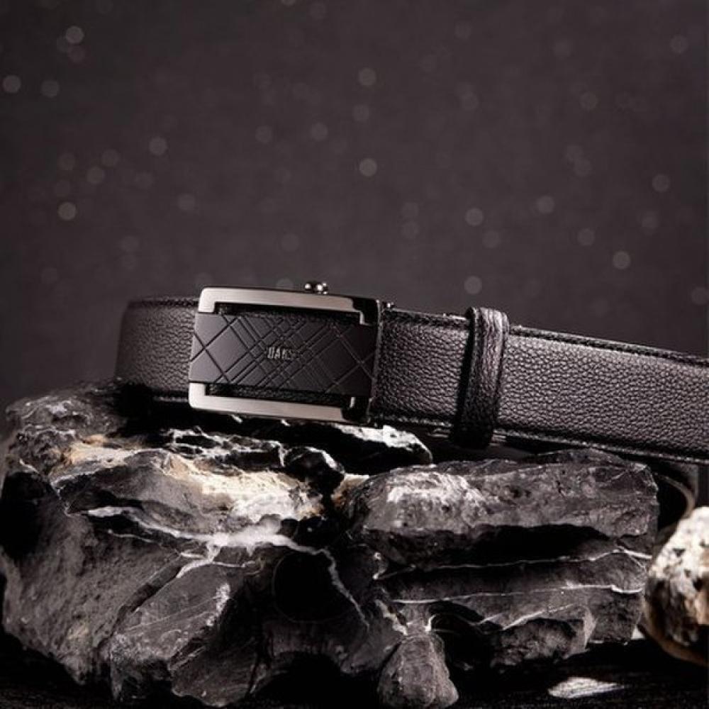 Daks Black Check Pattern Embossed Matte Buckle Cowhide Automatic Belt Dbbe6f088