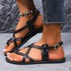 2025 Summer New Roman Flats Sandals Women Simple Type Open Toe Outdoor Beach Flat Sandals Comfortable Shoes for Women