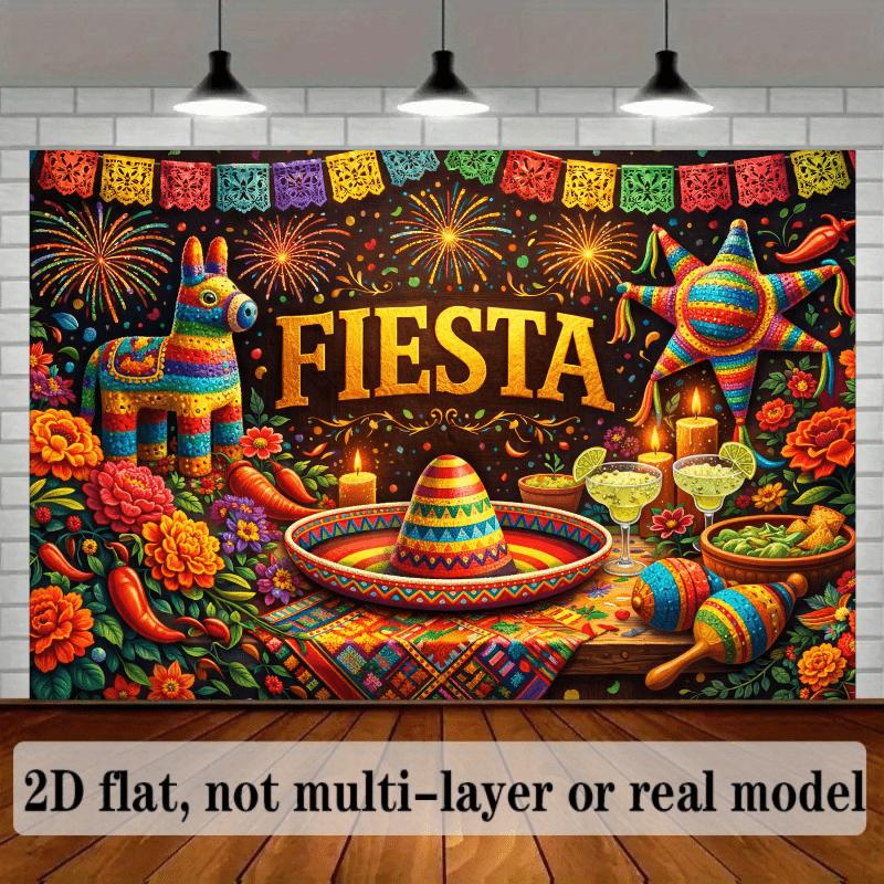 Create a background for the Cinco De Mayo celebration on a 2D plane including "Cinco De Mayo" wide brimmed hat guitar