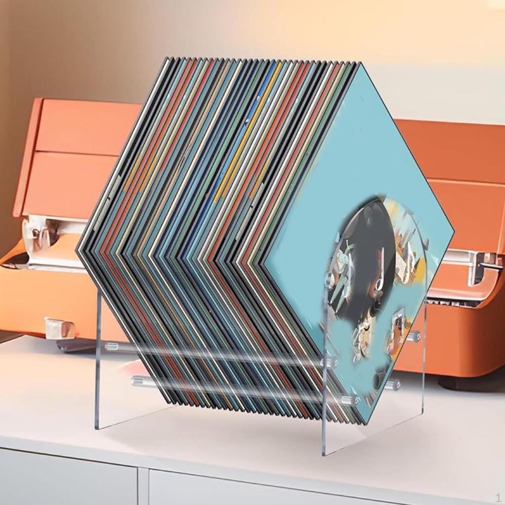 Vinyl Record Storage Holder, CD Display Shelf, Acrylic Clear Album Holder for Bedroom Files