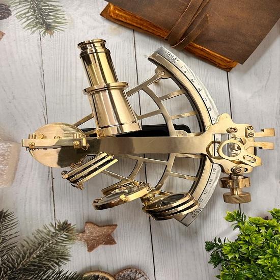 Full Brass Nautical Sextant,  Working , Marine Astrolabe Working Navigational Navy Instrument Sextant, Marine Gift, Gift For Dad