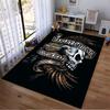 Skull and Eagle Harley Davidson Motorcycle Logo Black Rug Decor Suitable for use as an anti-slip for living room bedroom sofas