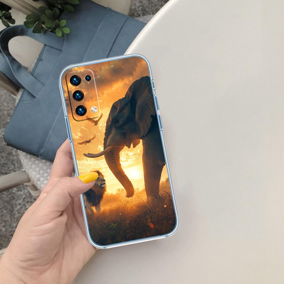 LO4 Animal Elephant Transparent Phone Case for Motorola Moto G40 G04 G05 One Ace Action Fusion + Plus Hyper Macro Vision Zoom
