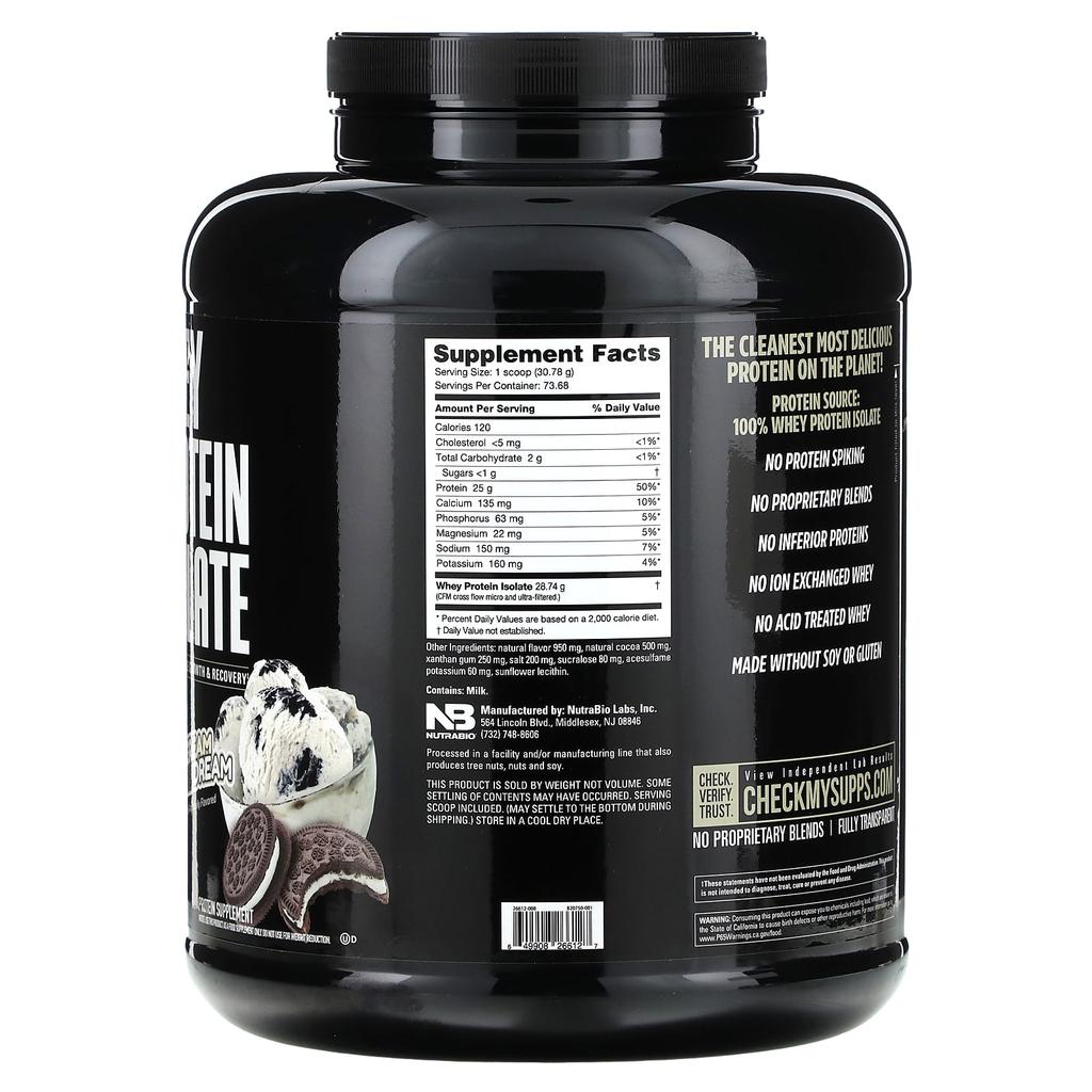 NutraBio Whey Protein Isolate, Ice Cream Cookie Dream, 2,268g (5lb)