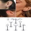 VOJO 16G Flat Back Tiny Stud Earrings Internally Threaded Tragus Helix Cartilage Piercing Zircon for Women
