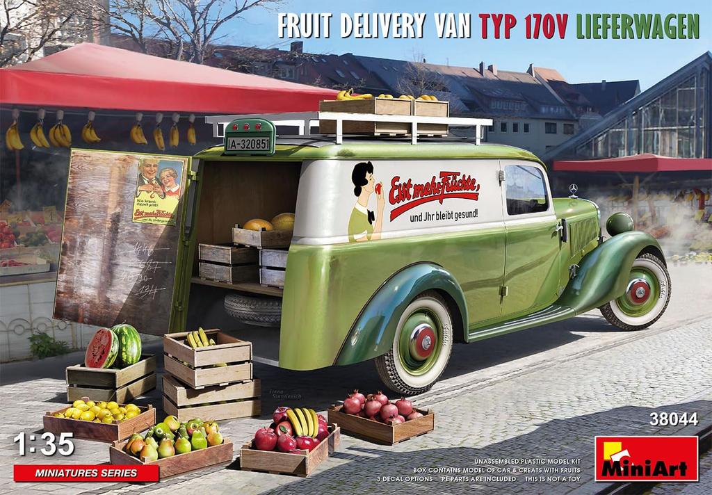 Miniart scale plastic model kit TYP 170V Reeferwagen fruit transport molded in color 1/35 MA38044, van,
