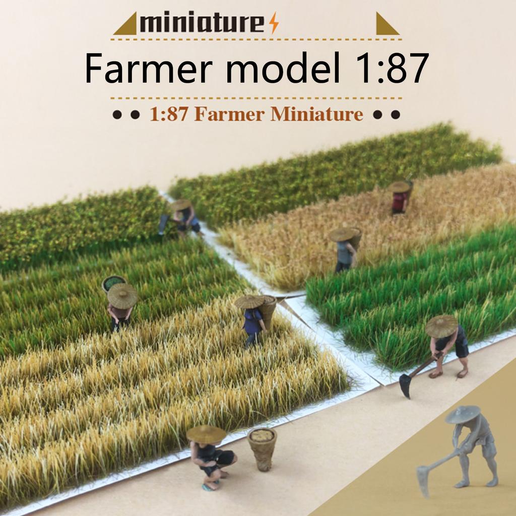 Farm Keeper Model Resin Miniature Farmers for 1/87 Scale DIY Scenery for Model Train Setups