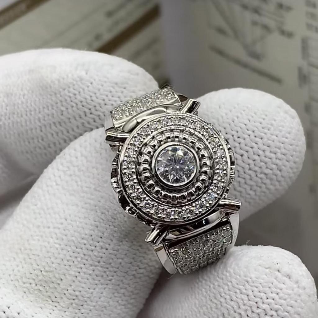 Роскошное мужское кольцо «Три героя» с инкрустацией белым цирконом - Европейский и американский стиль, помолвочное/свадебное ювелирное изделие