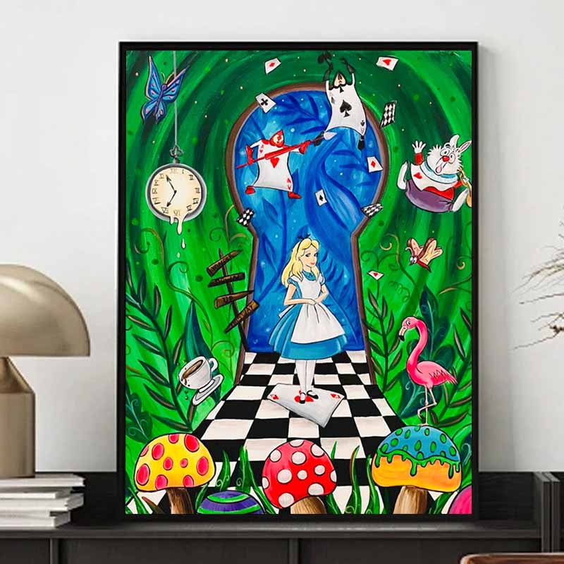 Disney 5D DIY Diamond Painting Alice in Wonderland Keyhole Theme Illustration Embroidered Mosaic Cross Stitch Home Decor Gift Crafts