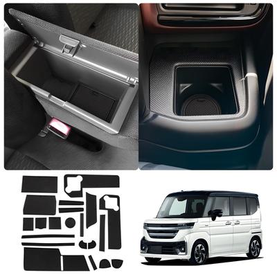 LUWU Резиновые коврики в салон для Suzuki, детали кармана-консоли (Черный, Набор из 21 предмета) Spacia/Spacia MK54S/MK94S [Коврики в салон, Коврики] Тюнинг