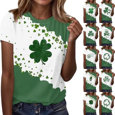 Женская футболка свободного покроя, повседневная, St.. Пуловер с круглым вырезом и короткими рукавами с принтом ко Дню Святого Патрика