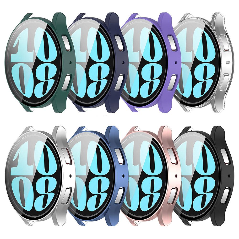 Защитный чехол из ПК + закаленного стекла для Samsung Galaxy Watch 6, 40 мм, 44 мм, полноэкранный защитный чехол