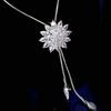 Fashion Jewellery Crystal Flower Long Chain Stylish Pendant Necklace for Women and Girls