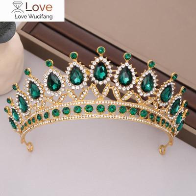 Роскошная зеленая свадебная корона со стразами и кристаллами, тиары и короны для невесты, королевская диадема, пышная корона, свадебные украшения для волос, аксессуары