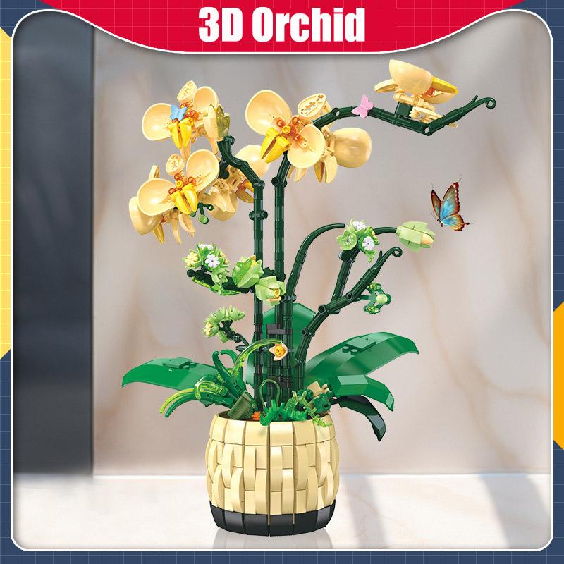 MOC 3D Цветок Орхидея Горшок Строительные Блоки Набор DIY Букет Цветов Растение В Горшке Кирпичи Игрушки Для Детей Подарки Украшение Дома