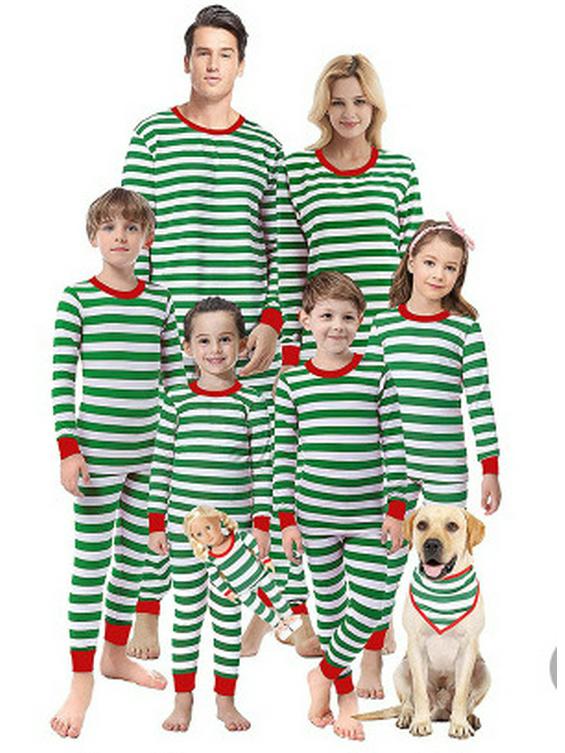 Европейский и американский рождественский семейный пижамный комплект - Топ с принтом, Длинный рукав, Длинные брюки