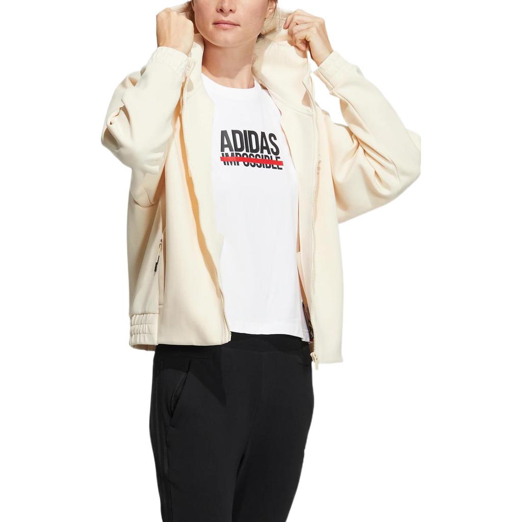 adidas Толстовки Женские Бежевые С Капюшоном Средней Посадки Обычные HZ7035