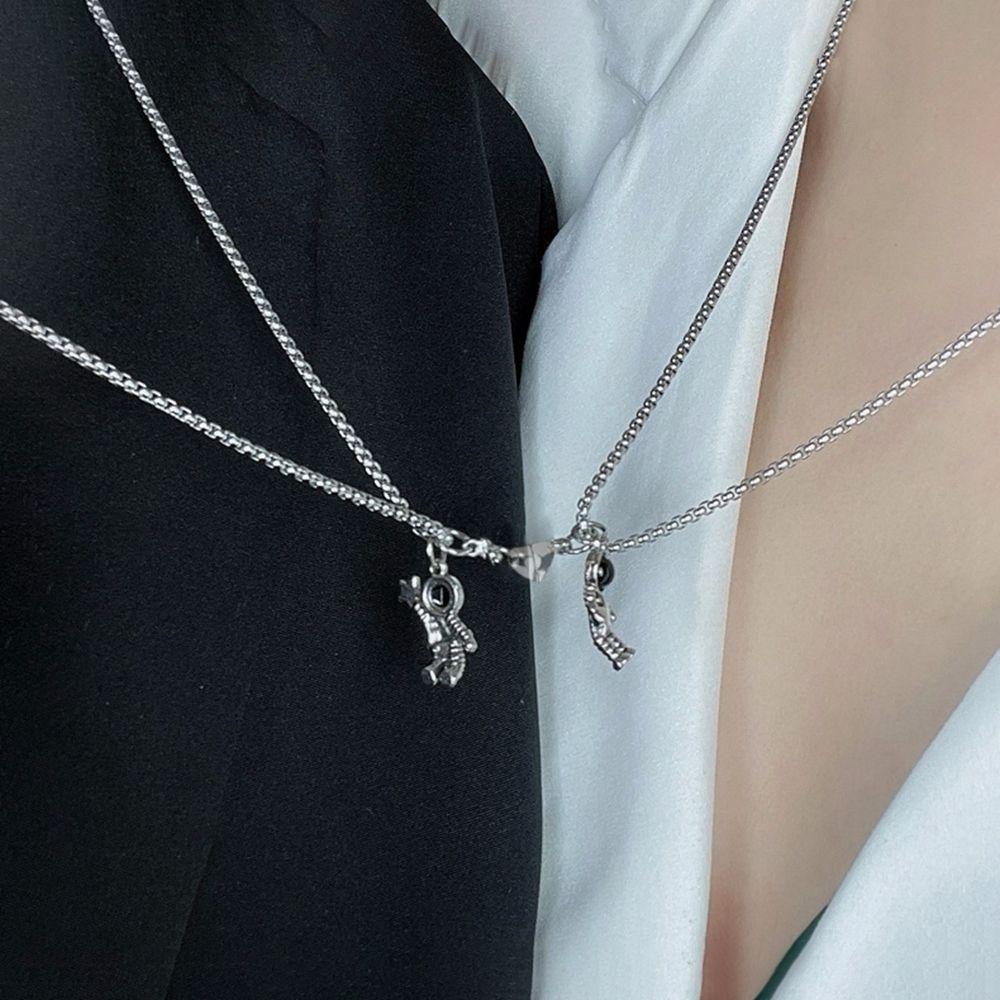 Женское ожерелье с магнитной цепочкой на ключицу, ожерелье для пары космонавтов, ожерелье в корейском стиле