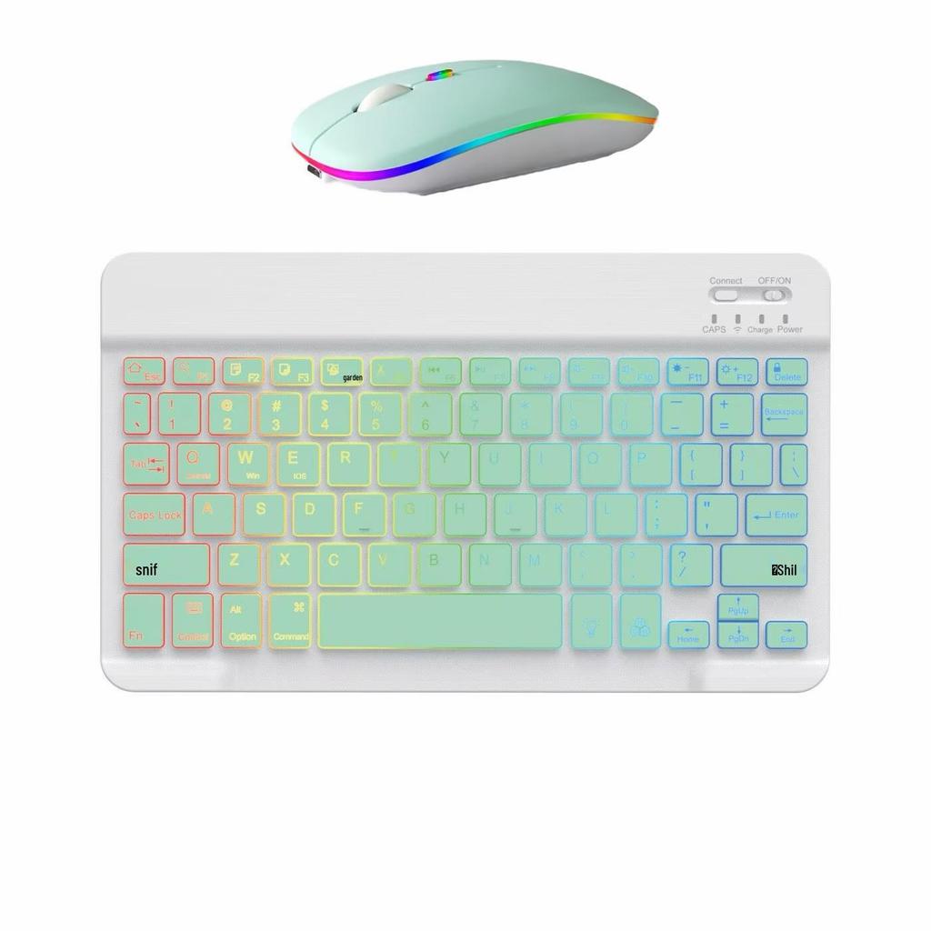 Русский Беспроводной RGB Клавиатура и Мышь с Подсветкой Bluetooth Набор для iPad, Телефона, Планшета