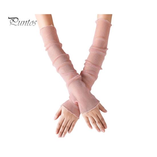 Женские прозрачные сетчатые рукава, длинные, ультратонкие, кружевные перчатки без пальцев, защита от ультрафиолетового излучения, охлаждающая сетчатая тюль, солнцезащитные рукава для улицы