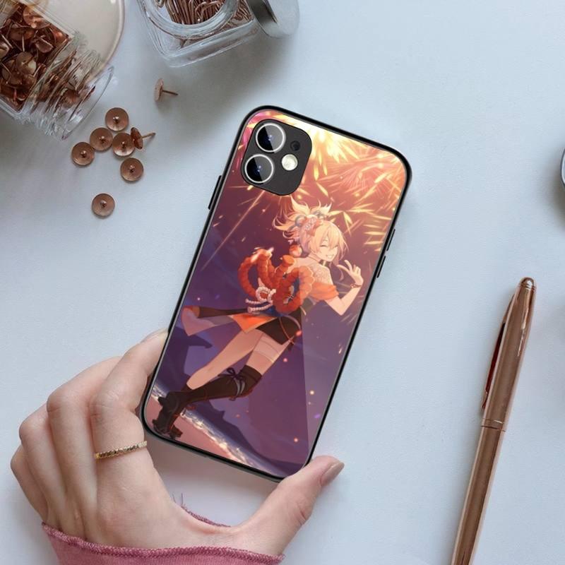 Чехол для телефона Genshin Impact Yoimiya для iPhone 14 13 12 11 XS X 8 7 6 Plus Mini Pro Max SE 2022 черный чехол для телефона из поликарбоната и термополиуретана