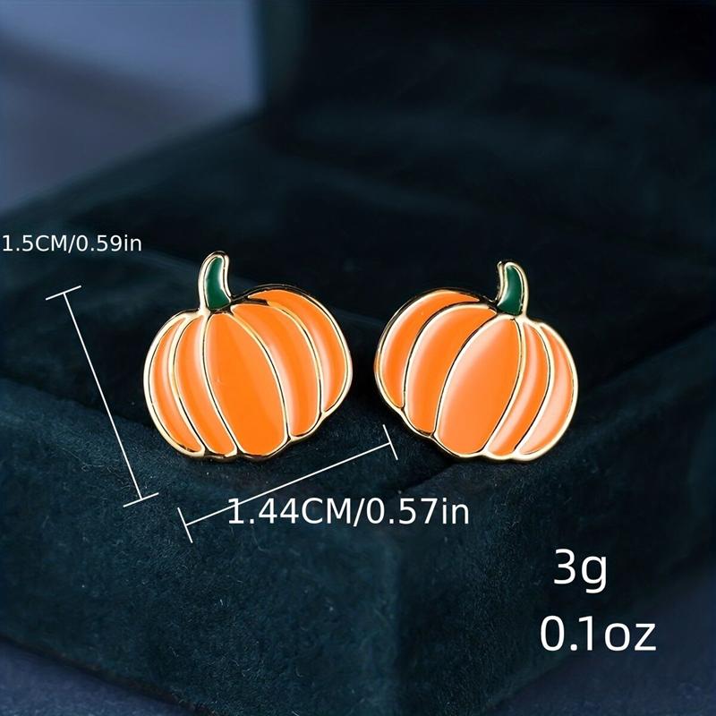 Хэллоуин, оранжевые эмалированные серьги-гвоздики в виде тыквы, вечерние сувениры, подарки, милые серьги в форме тыквы для женщин и девочек