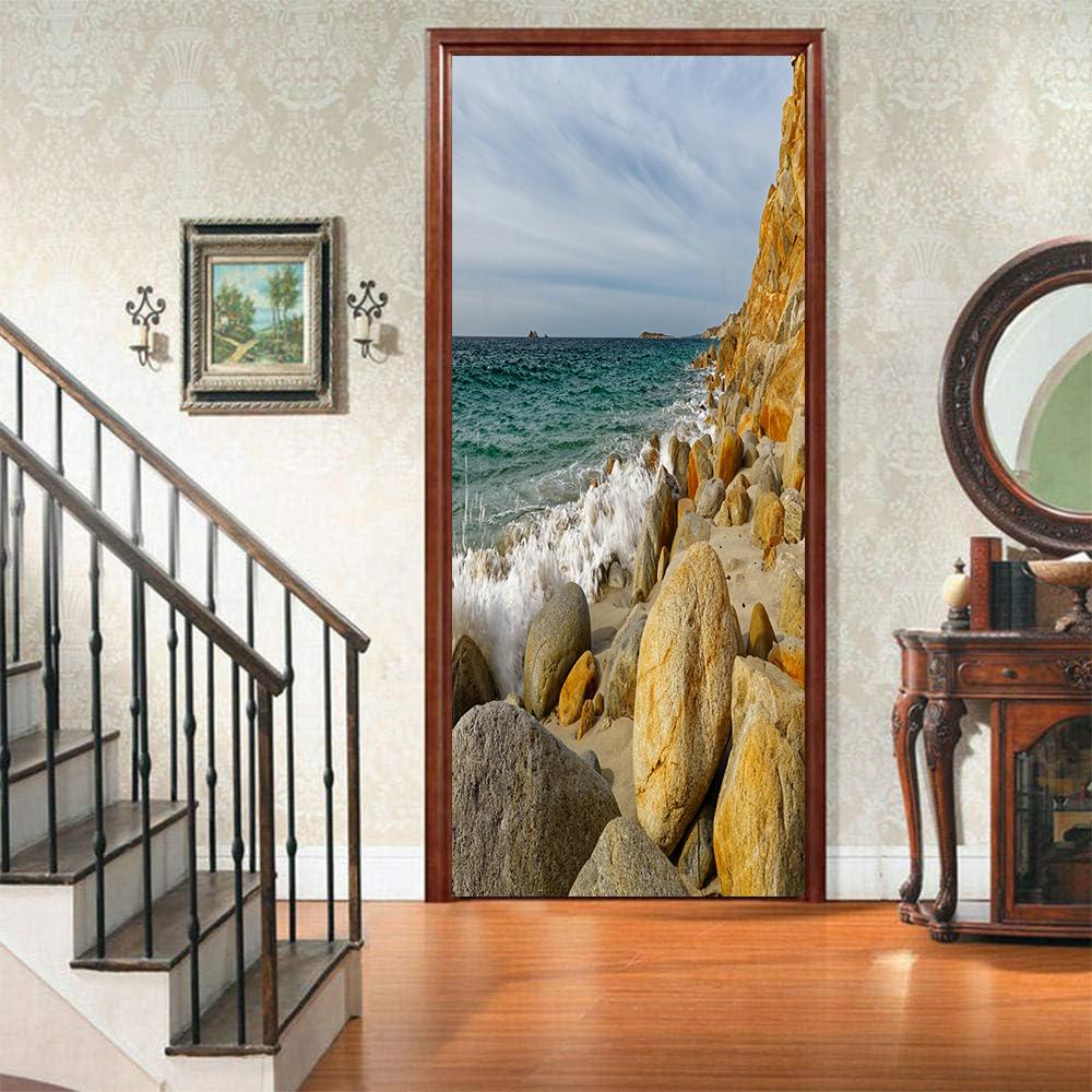 Landscape Door Stickers 3D Removable Vinilos Para Puertas Adhesive Wallpaper Art Murals for Doors Bibliotheque Modern Home Decor