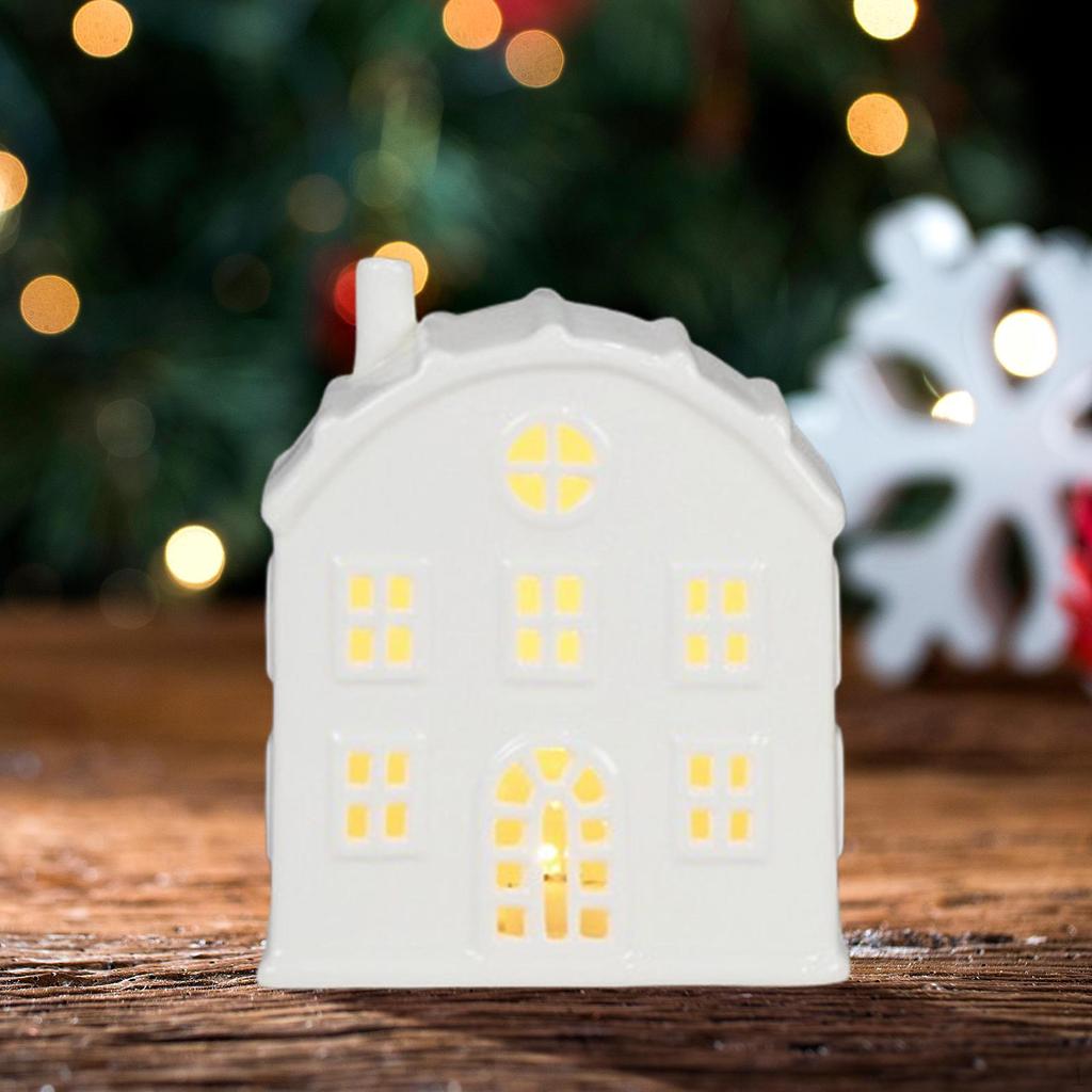 Illuminated Holiday House Sculpture for Festive Home Decor