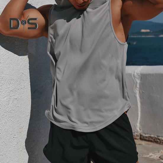 Мужской спортивный жилет, тонкий, свободный, с капюшоном, быстросохнущий, однотонный, легкий, эластичный, для баскетбола, бега, спортзала, тренировок