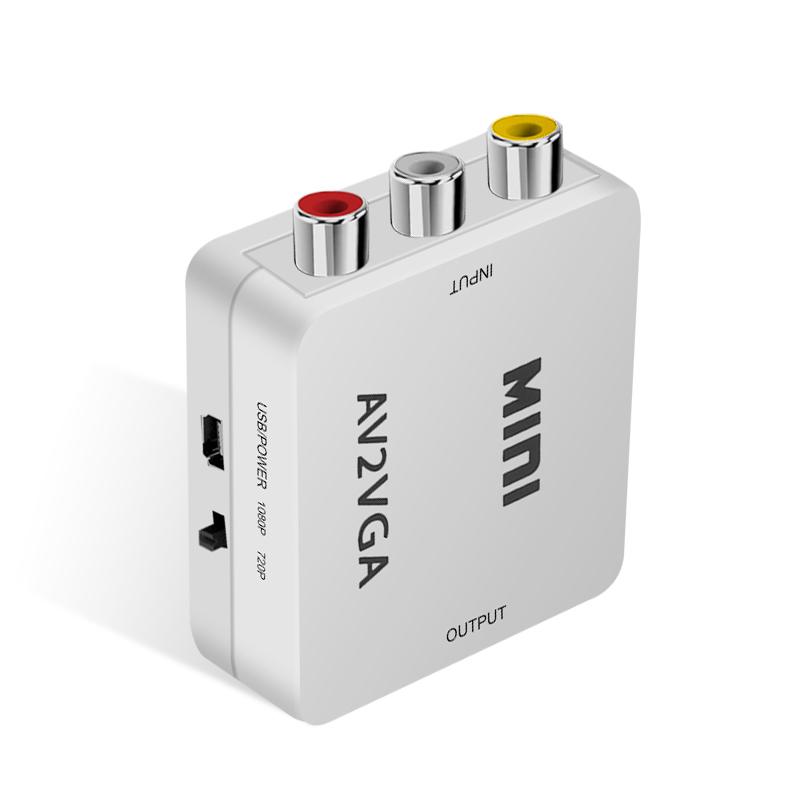 VAORLO Мини-HD AV2VGA видео конвертер конвертер AV RCA CVBS в VGA видео конвертер с 3,5 мм аудио в ПК HDTV конвертер