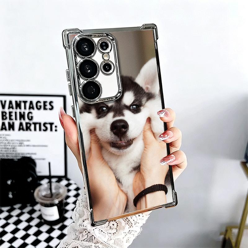 Alaskan Husky Cute Dogs Plating Phone Case For Samsung Galaxy S24 S25 FE S26 Edge S23 Ultra S22 S21 Plus S20 Anti-Fall Airabag C